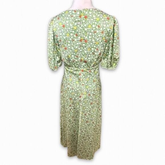 Alexia Admor Floral Midi Dress Lorelei Bubble Sleeve V-Neckline Green W US 6 NWT - Picture 5 of 10